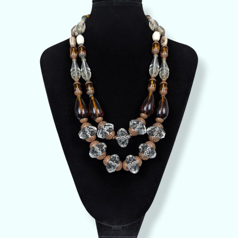 Vintage Mid-Century Lucite Beaded Statement Necklace